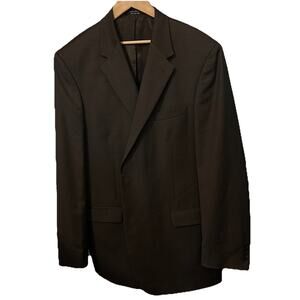 Andrew Fezza Men's 48XL Brown With Gold Plaid Stripes 100% Worsted Wool 3 Button